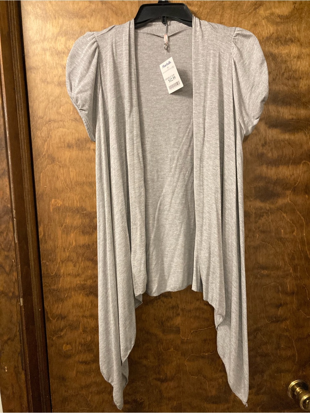 Marshalls Light Gray Open Drape Cardigan with Puff Sleeves